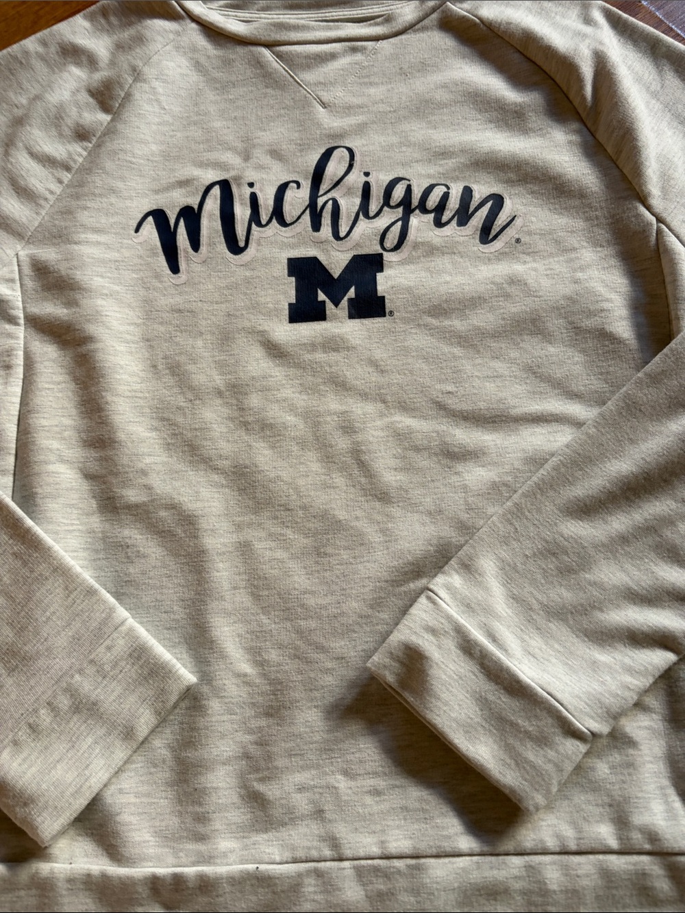 Michigan Script M Crewneck Sweatshirt - Beige